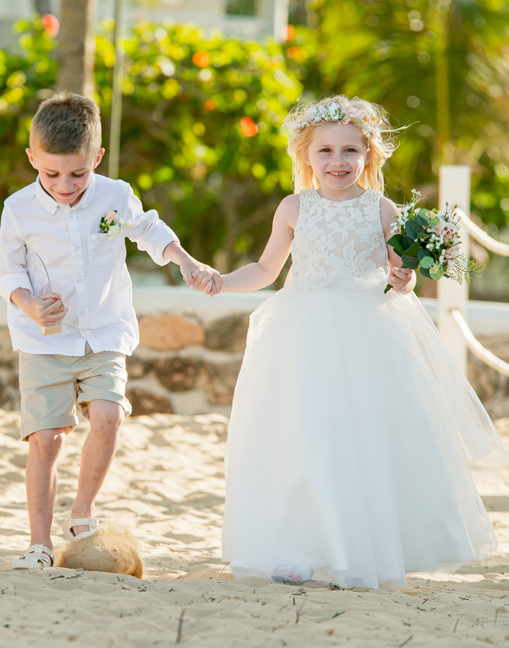 Maryanne in Champagne + Ivory White Skirt - Flower Girl Dress
