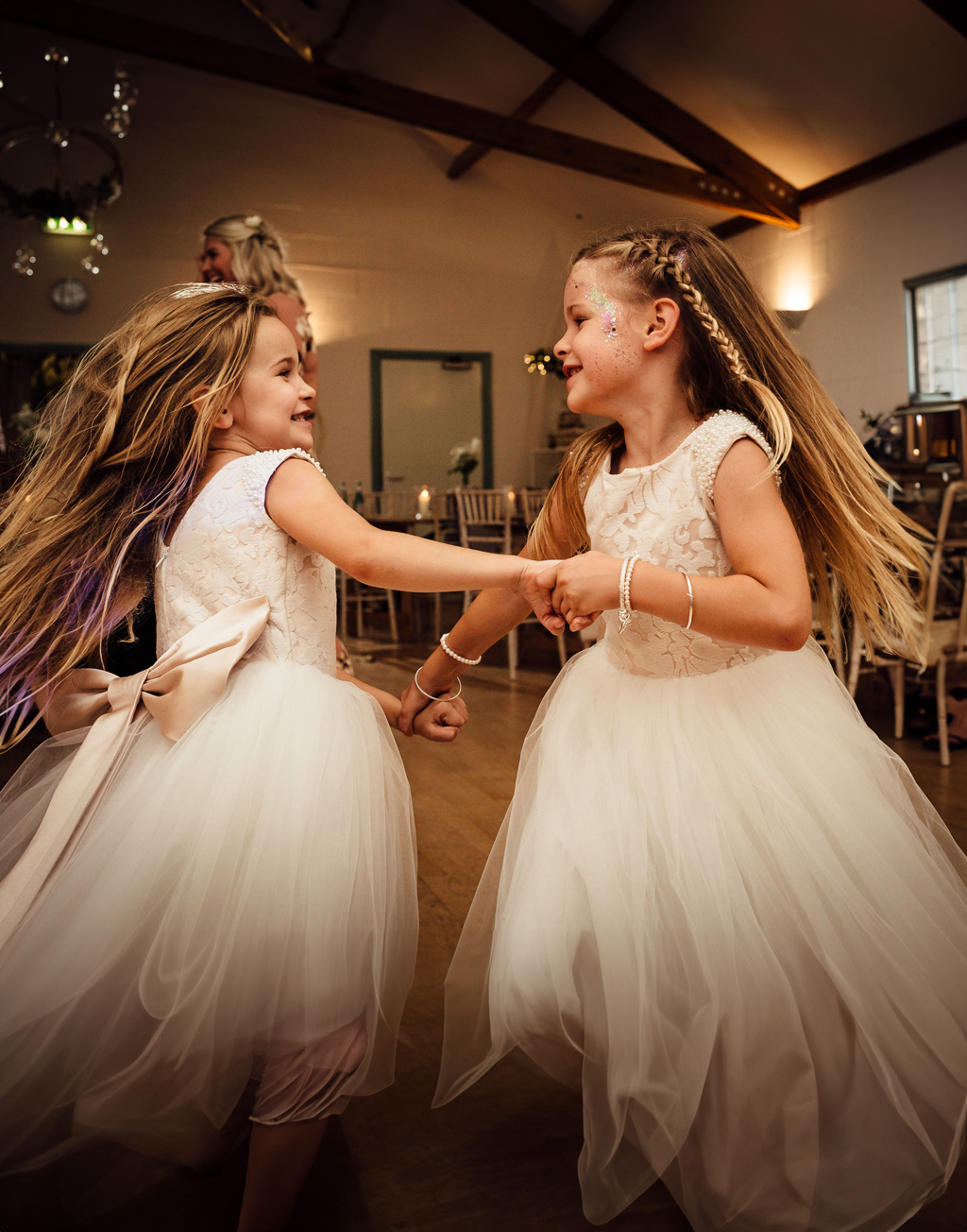 Maryanne in Champagne + Ivory White Skirt - Flower Girl Dress