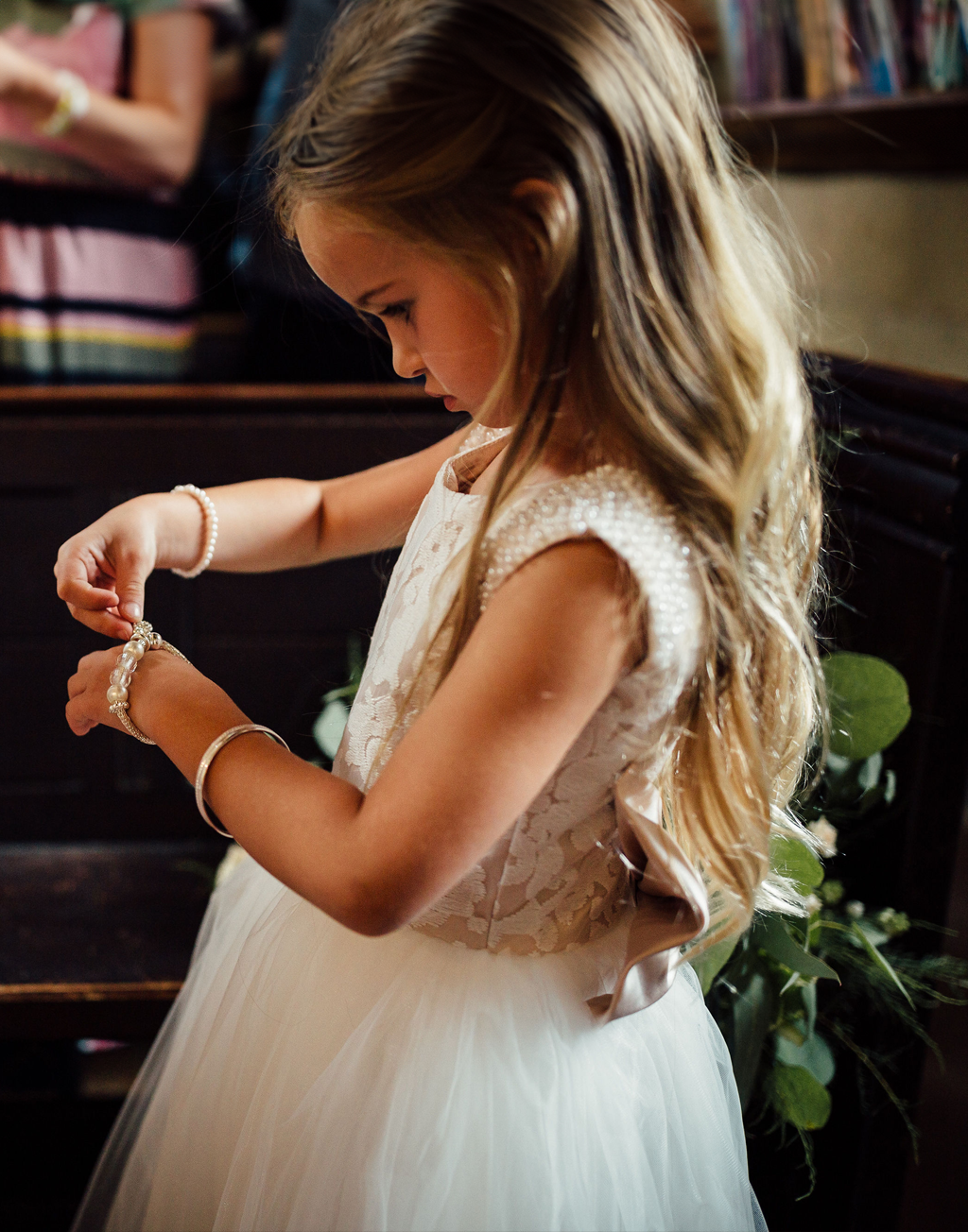 Maryanne in Champagne + Ivory White Skirt - Flower Girl Dress