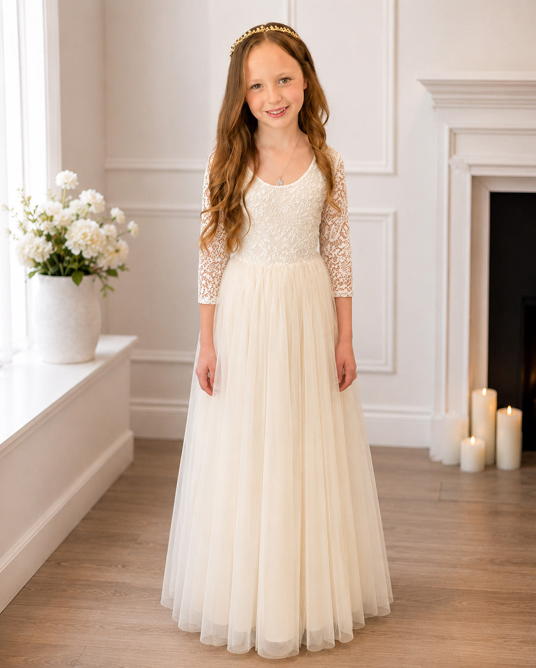 Mary-Jane in Antique Cream ~ Party or Flower Girl Dress