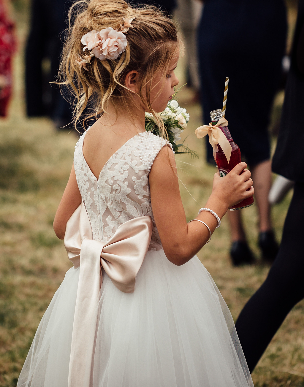 Maryanne Champagne + Ivory White Skirt - Flower Girl Dress