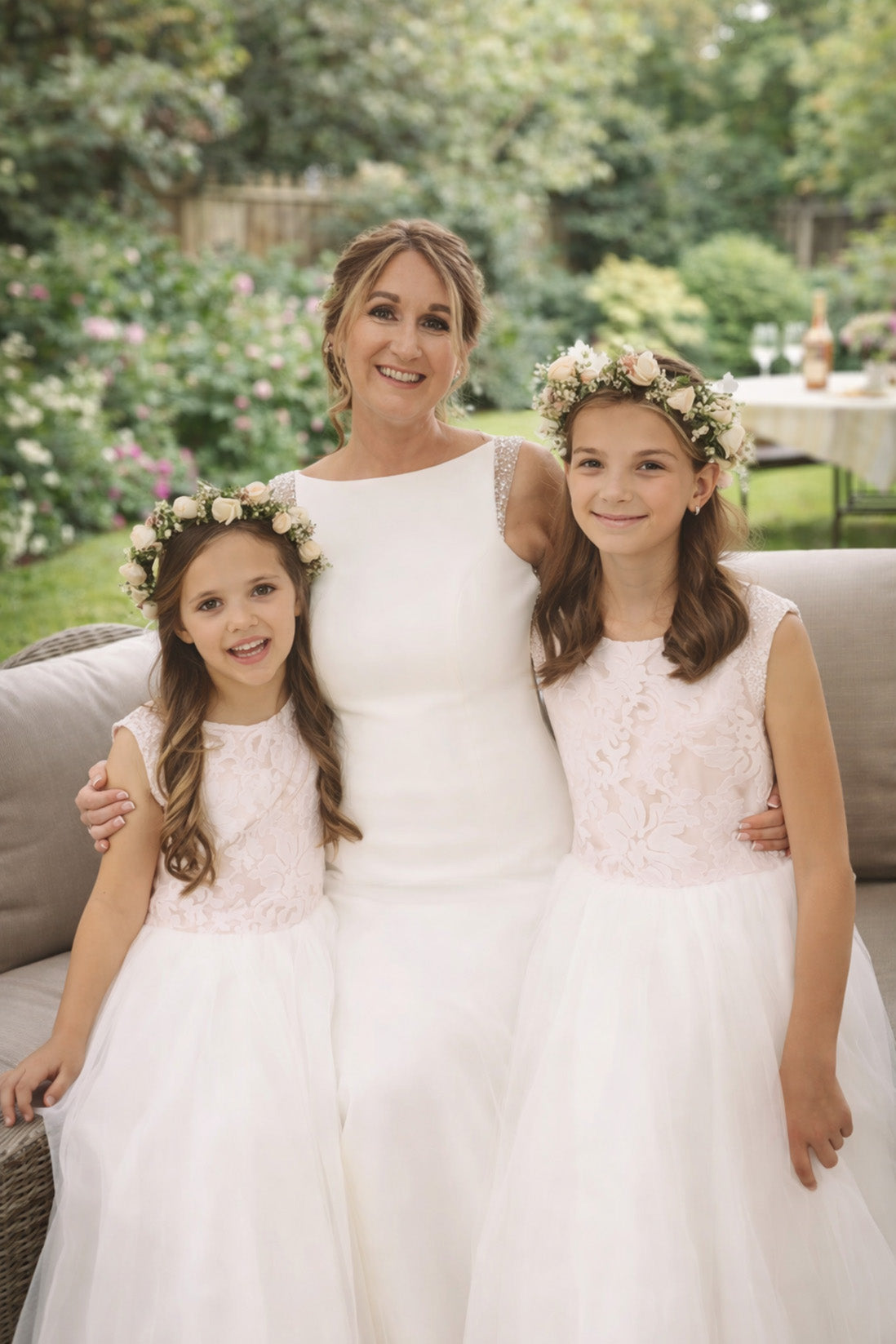 Maryanne in Champagne + Ivory White Skirt - Flower Girl Dress
