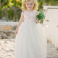 Maryanne in Dusty Pink + Ivory White Skirt - Flower Girl Dress