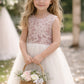 Maryanne in Dusty Pink + Ivory White Skirt - Flower Girl Dress