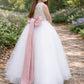 Maryanne in Dusty Pink + Ivory White Skirt - Flower Girl Dress