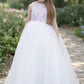 Maryanne in Dusty Pink + Ivory White Skirt - Flower Girl Dress