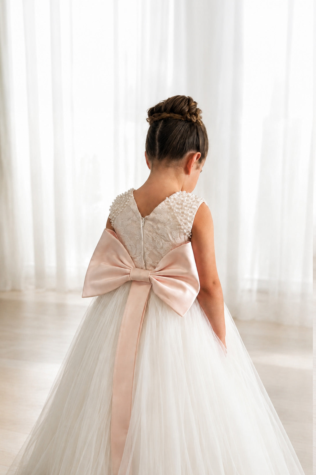 Maryanne Baby Pink + Ivory White Skirt - Flower Girl Dress