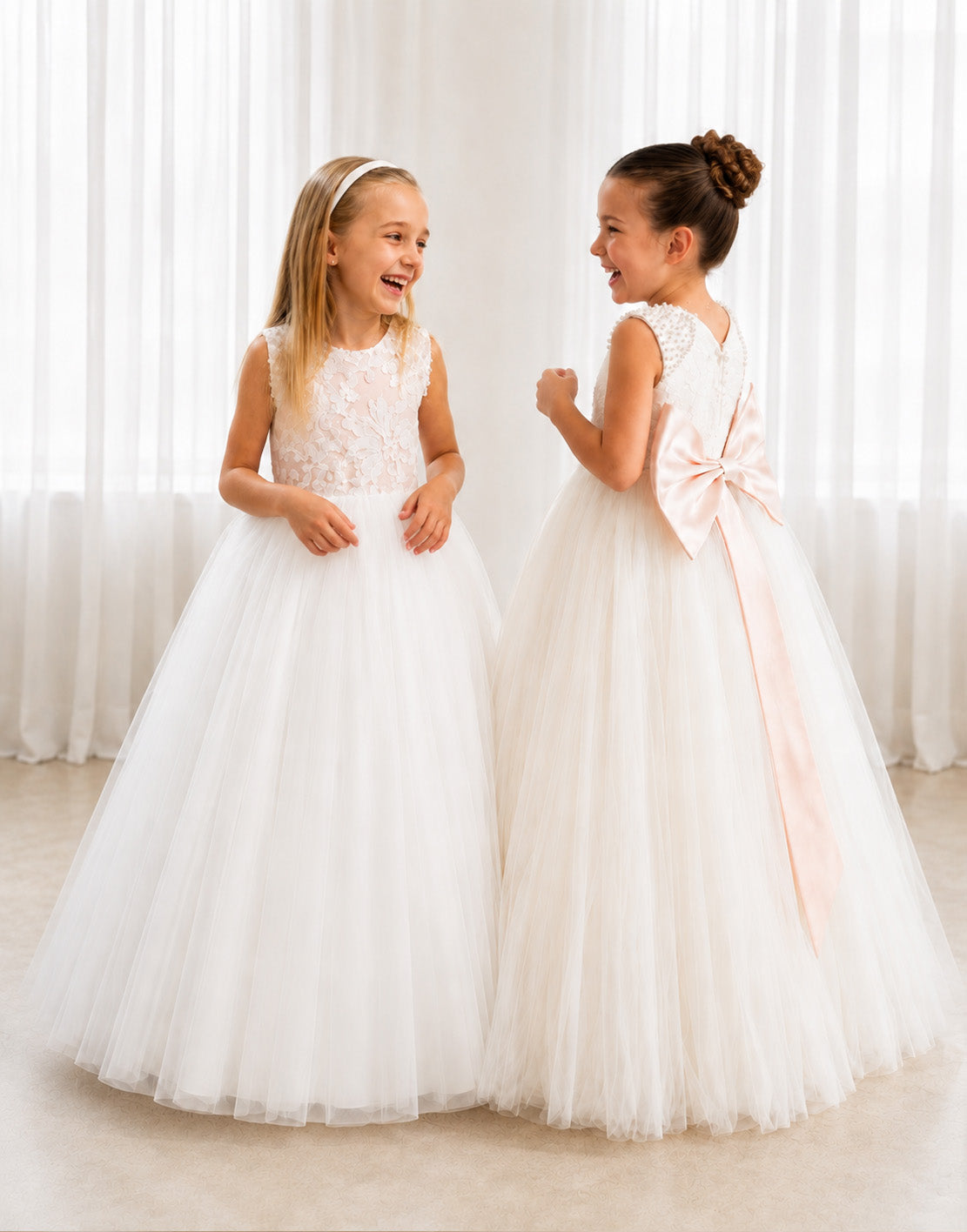 Maryanne Baby Pink + Ivory White Skirt - Flower Girl Dress