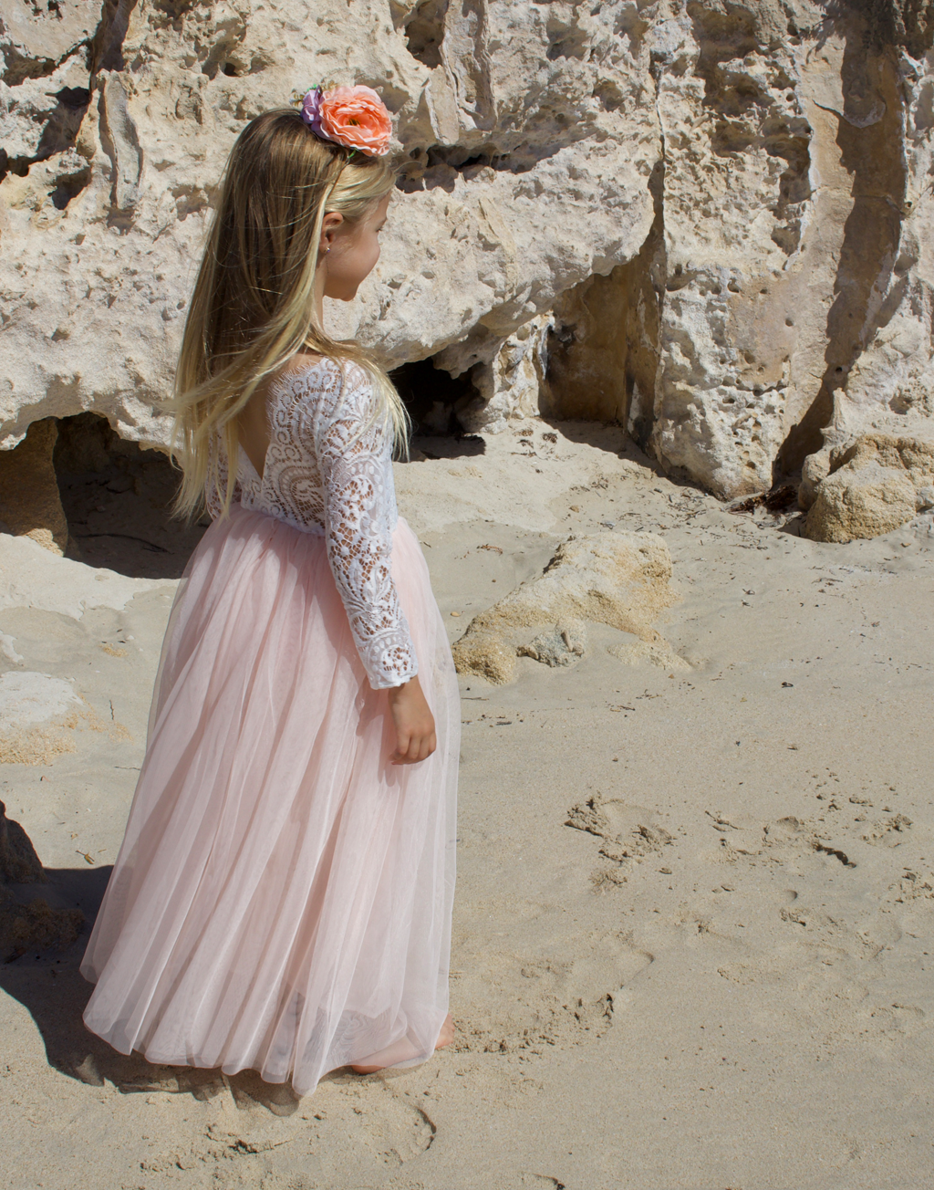 Mary-Jane in Blush/Apricot ~ Party or Flower Girl Dress + Sash