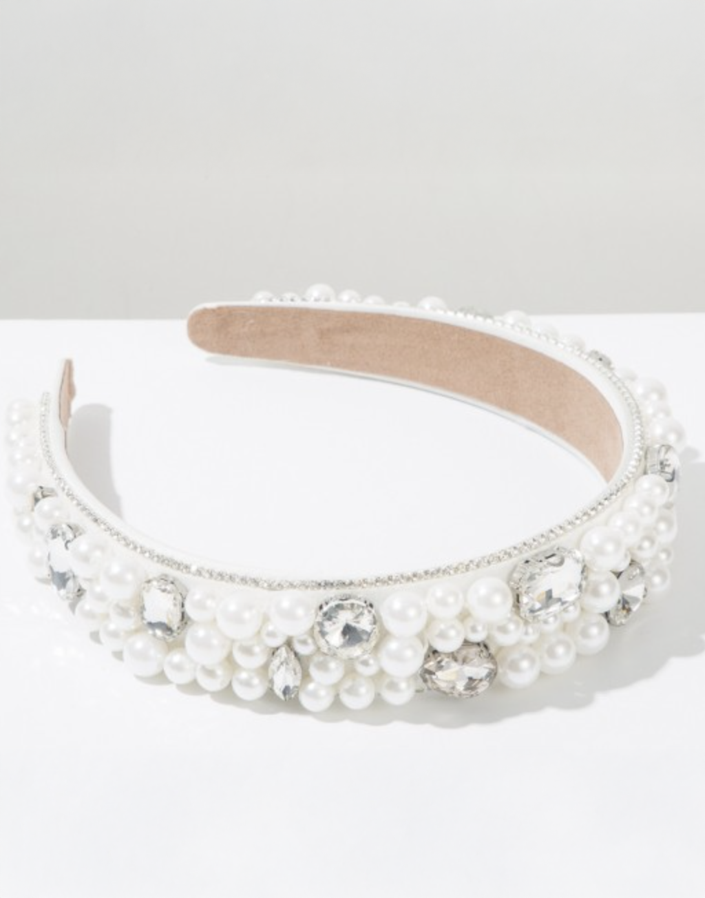 Moonlit Grace Headband (Ages 6-Adult) with a pink satin drawstring bag.