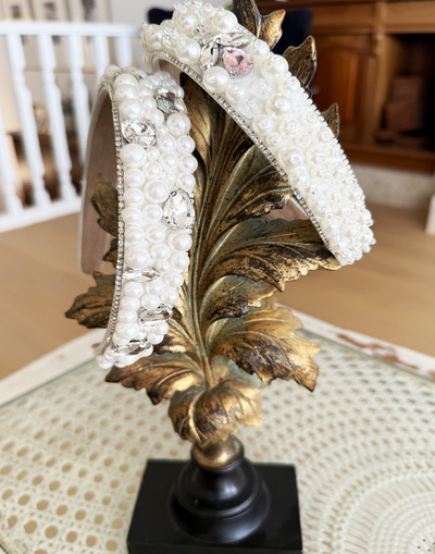 Petal Grace Headband (Ages 6-Adult) with a pink satin drawstring bag.