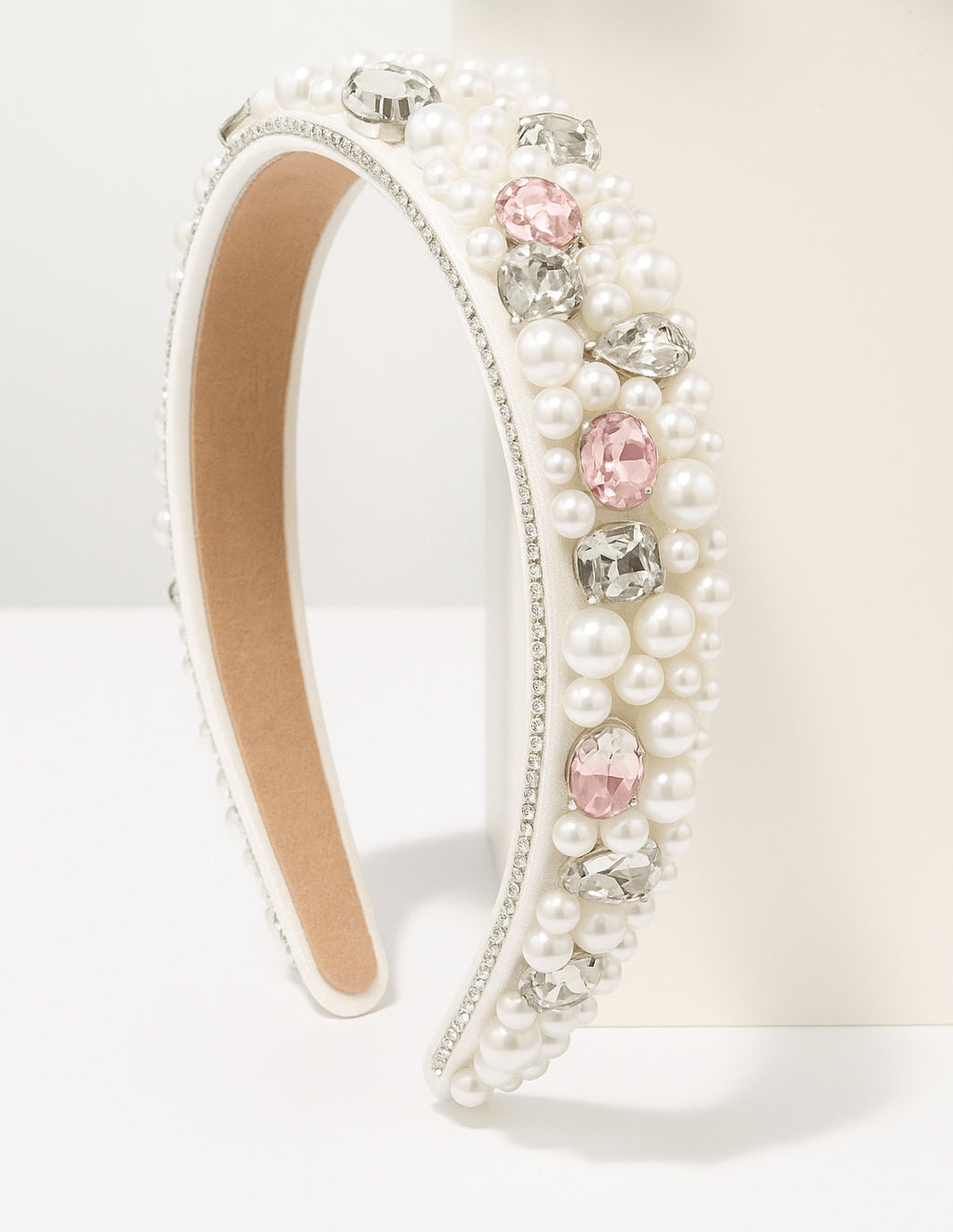 Petal Grace Headband (Ages 6-Adult) with a pink satin drawstring bag.