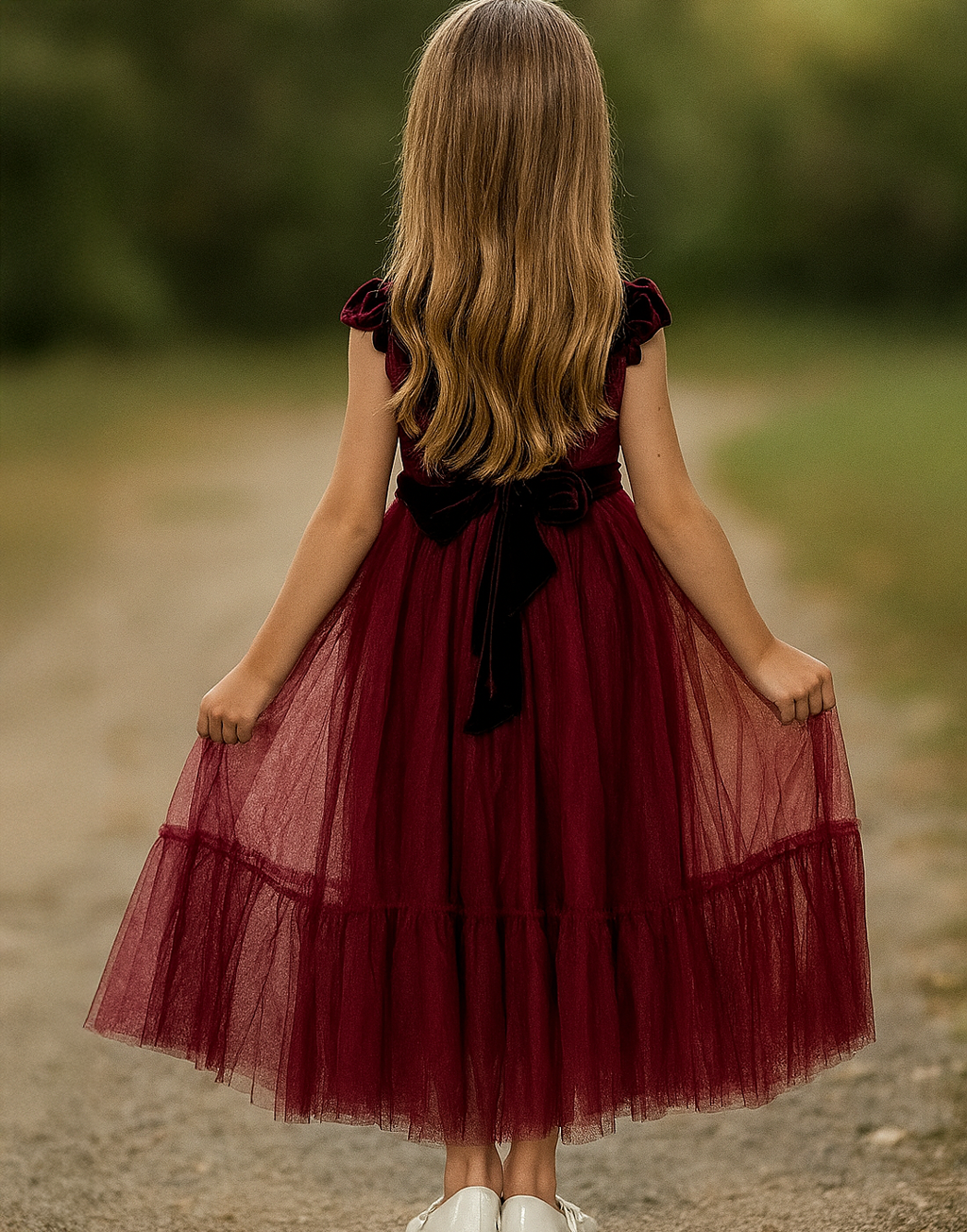 Noel in Burgundy ~ Party or Flower Girl Dress