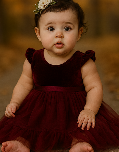 Noel in Burgundy ~ Party or Flower Girl Dress