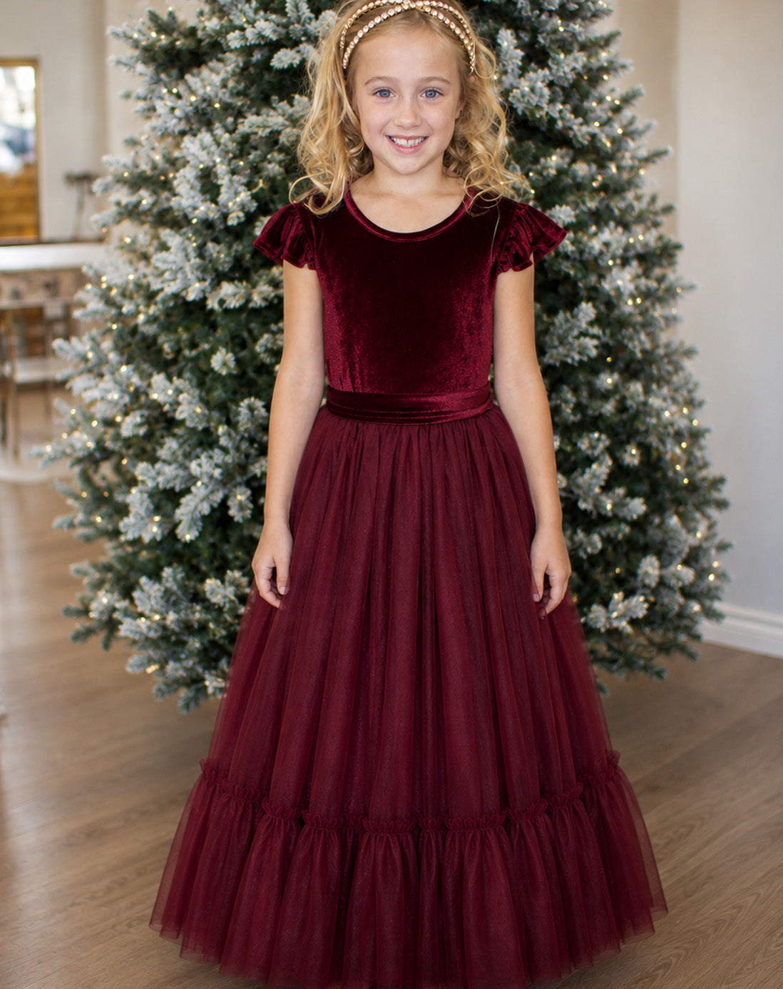 Noel in Burgundy ~ Party or Flower Girl Dress