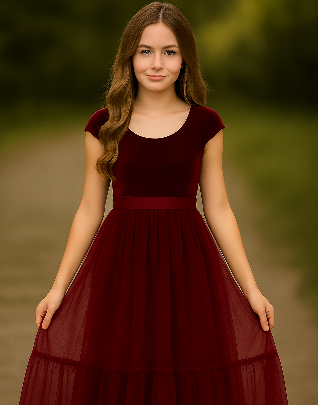 Noel in Burgundy ~ Party or Flower Girl Dress