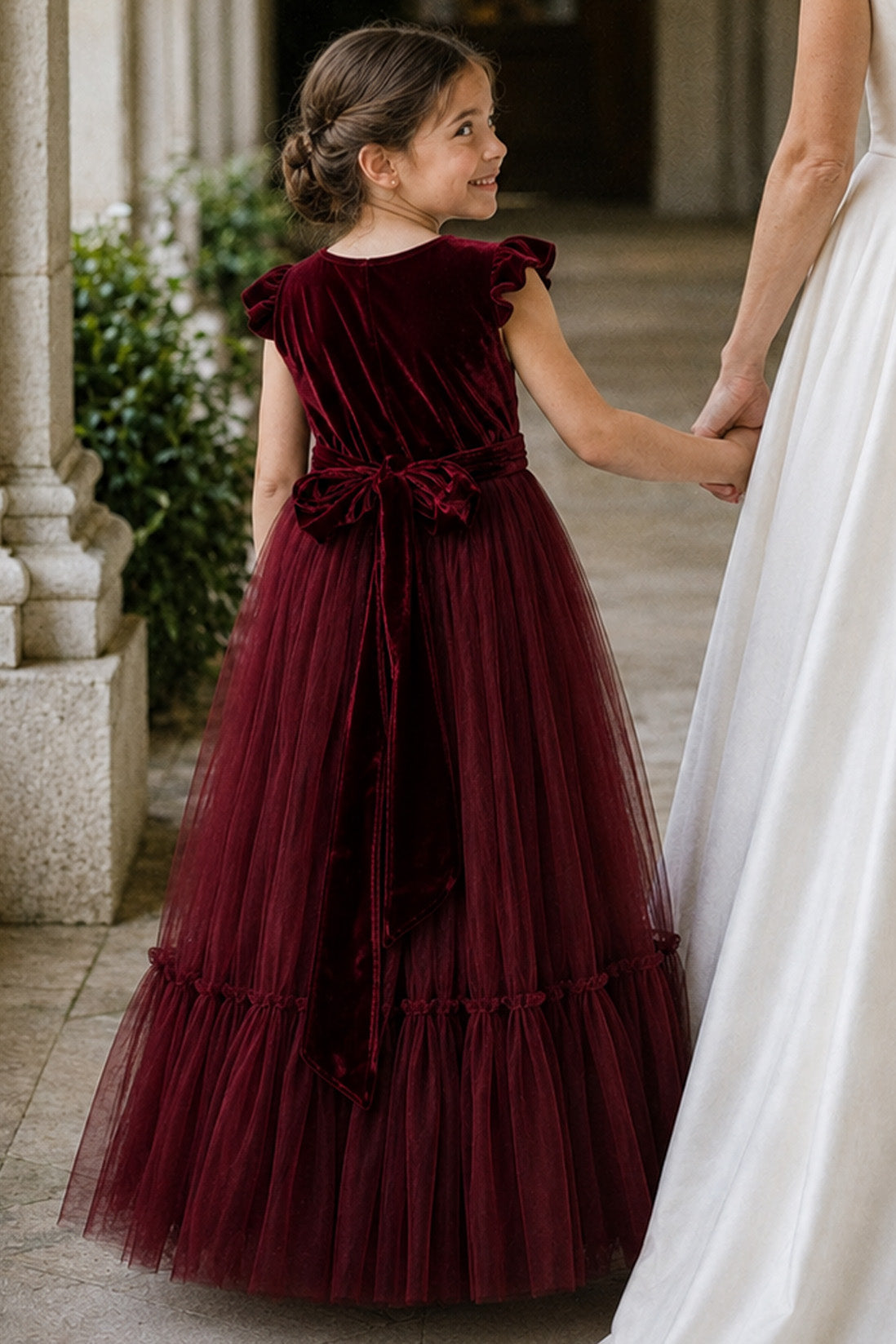 Noel in Burgundy ~ Party or Flower Girl Dress