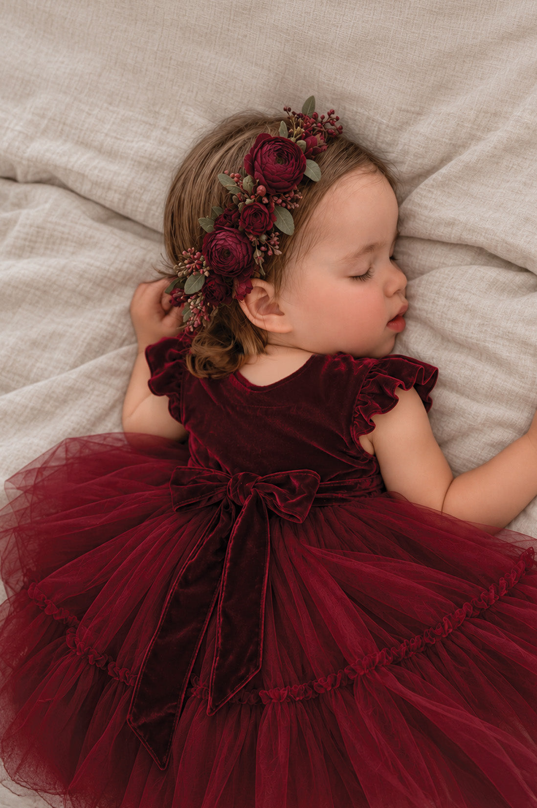 Noelle in Burgundy(Baby + Toddler) ~ Party or Flower Girl Dress