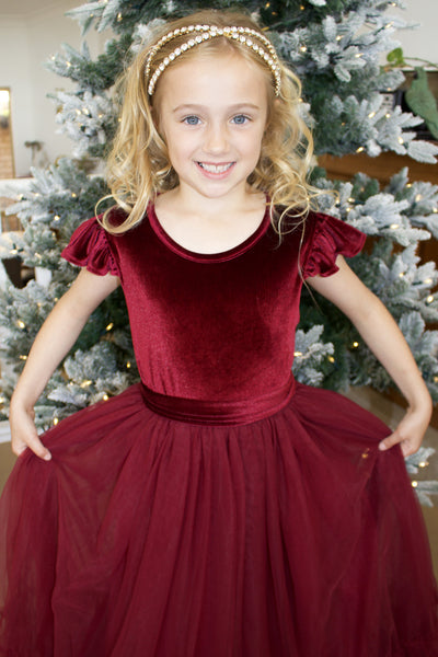 Noel in Burgundy ~ Party or Flower Girl Dress