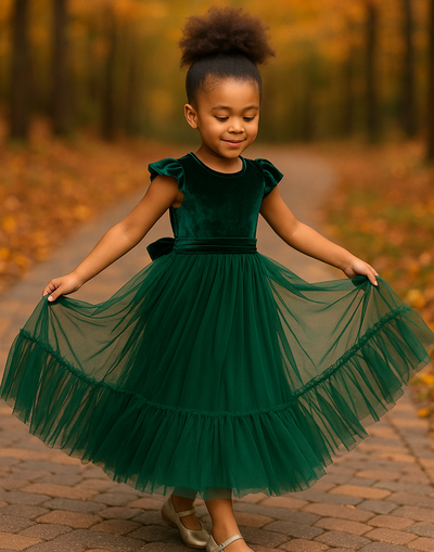 Noel in Forest Green ~ Party or Flower Girl Dress