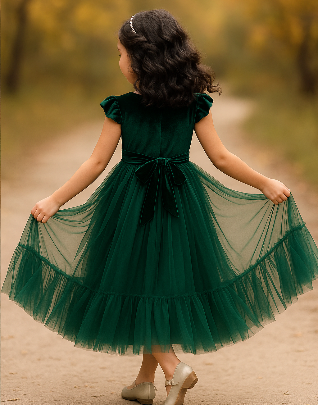 Noel in Forest Green ~ Party or Flower Girl Dress