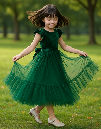 Noel in Forest Green ~ Party or Flower Girl Dress