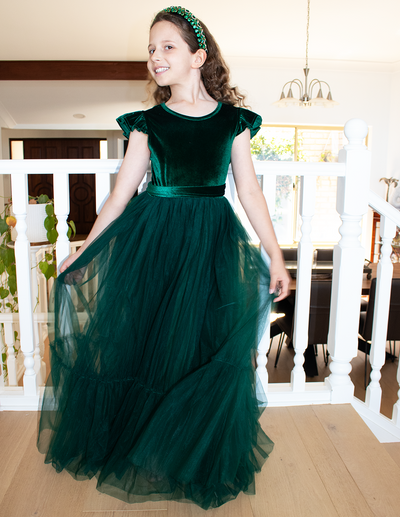 Noel in Forest Green ~ Party or Flower Girl Dress