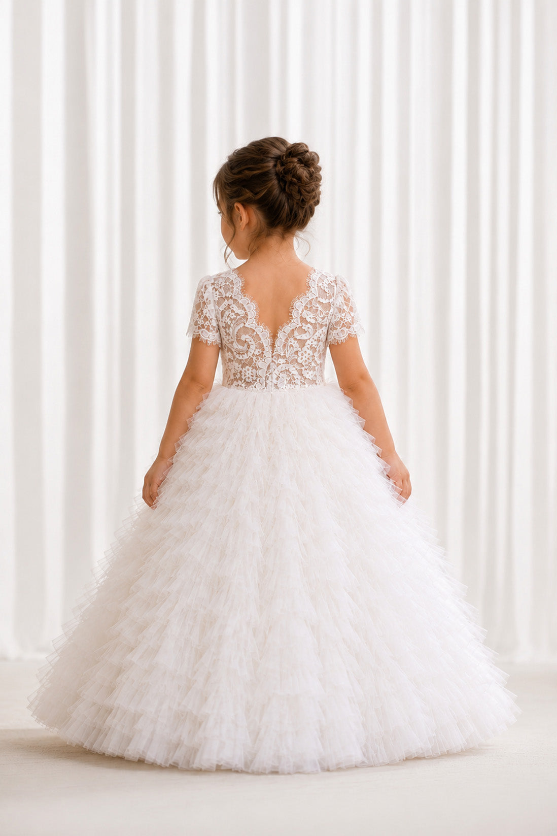 Ophelia in ivory White Party Girl or Flower Girl Dress