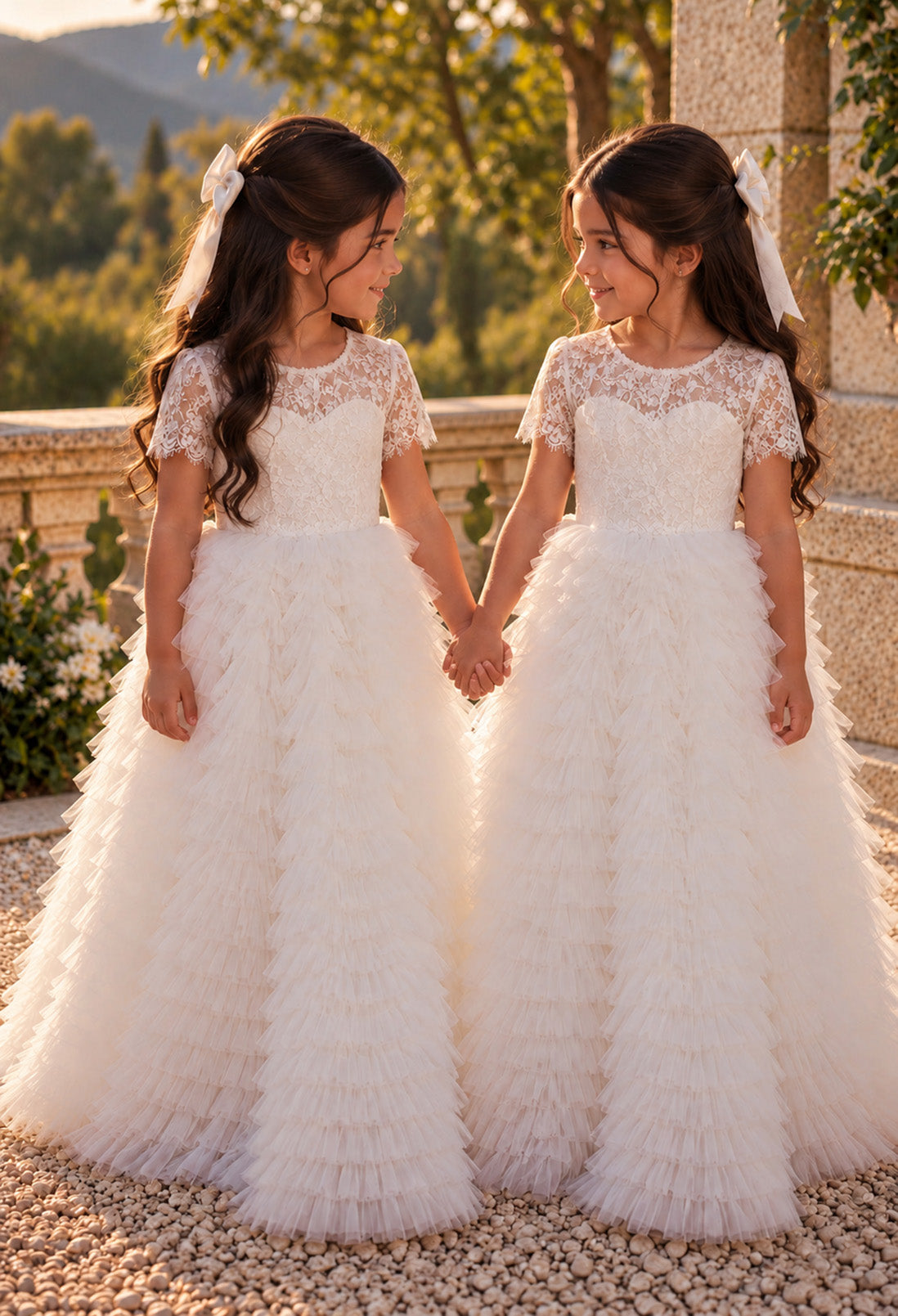 Ophelia in ivory White Party Girl or Flower Girl Dress