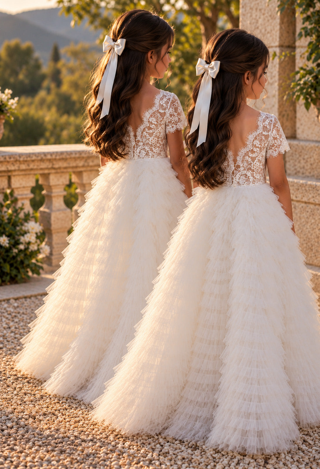 Ophelia in ivory White Party Girl or Flower Girl Dress