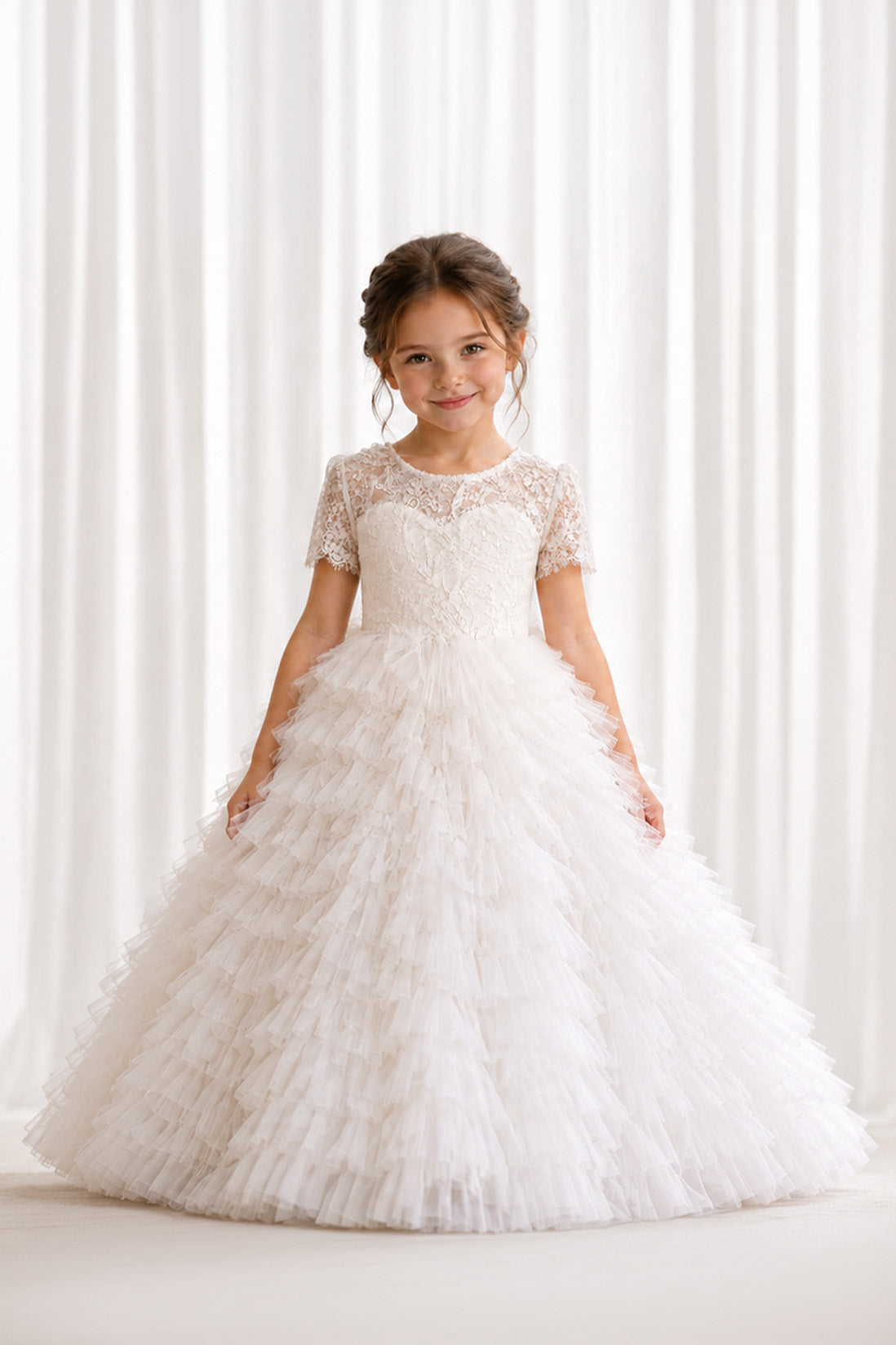 Ophelia in ivory White Party Girl or Flower Girl Dress