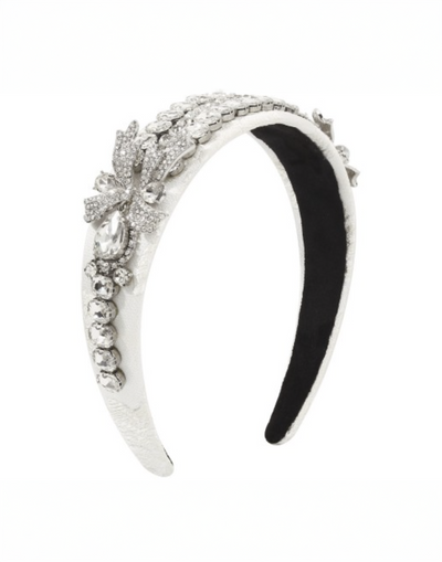 Gatsby Rhinestone Headband (Ages 8-Adult) with a pink satin drawstring bag