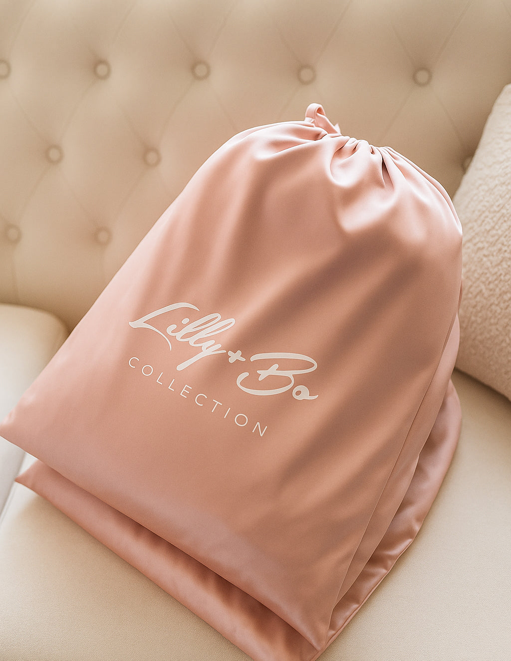 Pink Satin Drawstring Gift Bag