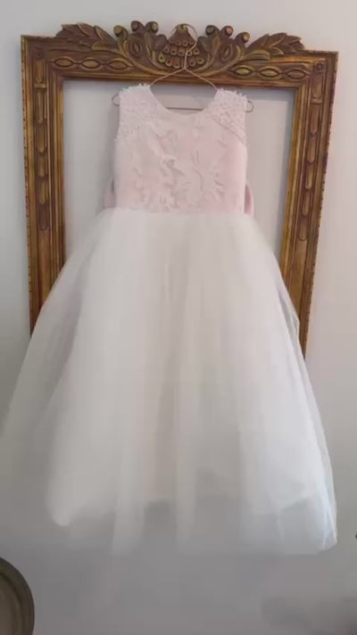 Maryanne Baby Pink + Ivory White Skirt - Flower Girl Dress