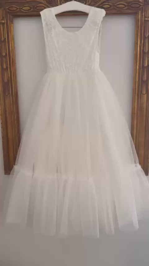 Flora in Ivory White ~ Party or Flower Girl Dress