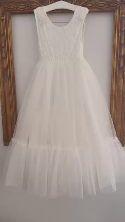 Flora in Ivory White ~ Party or Flower Girl Dress