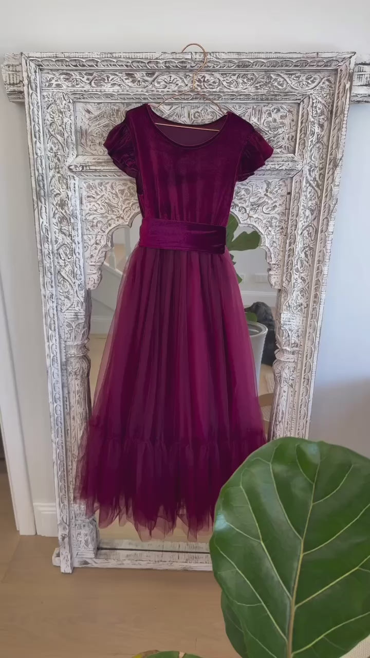 Noel in Burgundy ~ Party or Flower Girl Dress