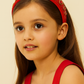 Red Sun Headband (Ages 6-Adult) with a pink satin drawstring bag.