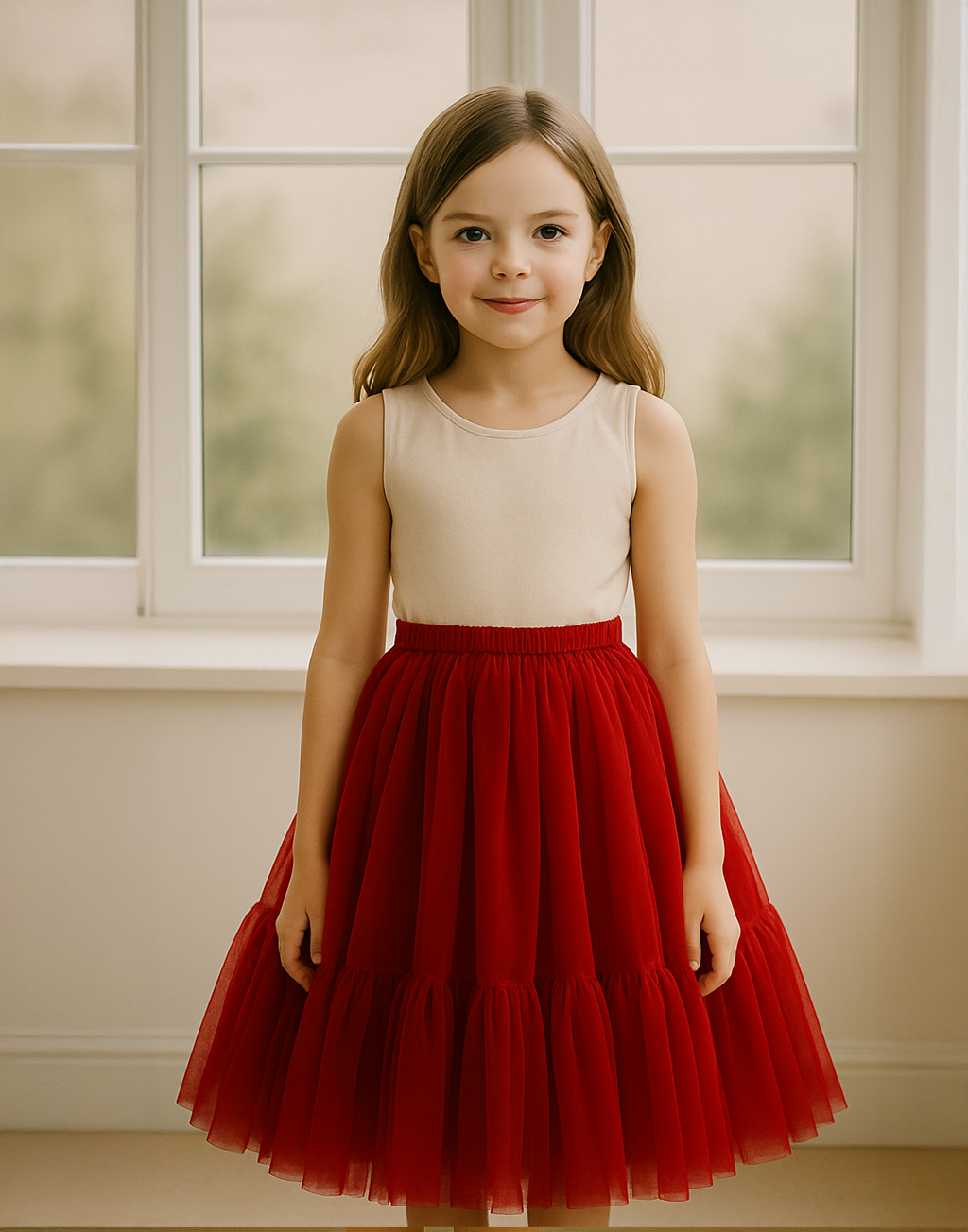 Starlight Whisper Tutu in Rosie Red