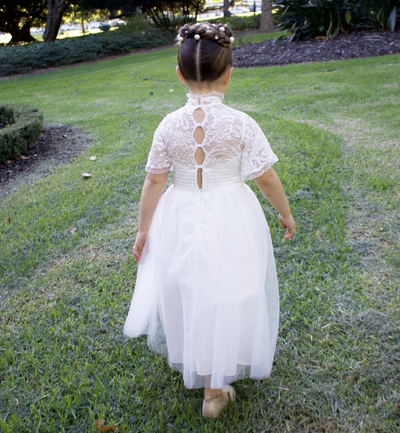 Roselle - White Communion on Flower Girl Dress