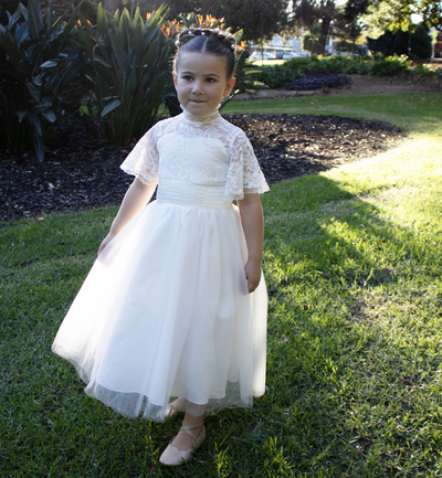 Roselle - White Communion on Flower Girl Dress