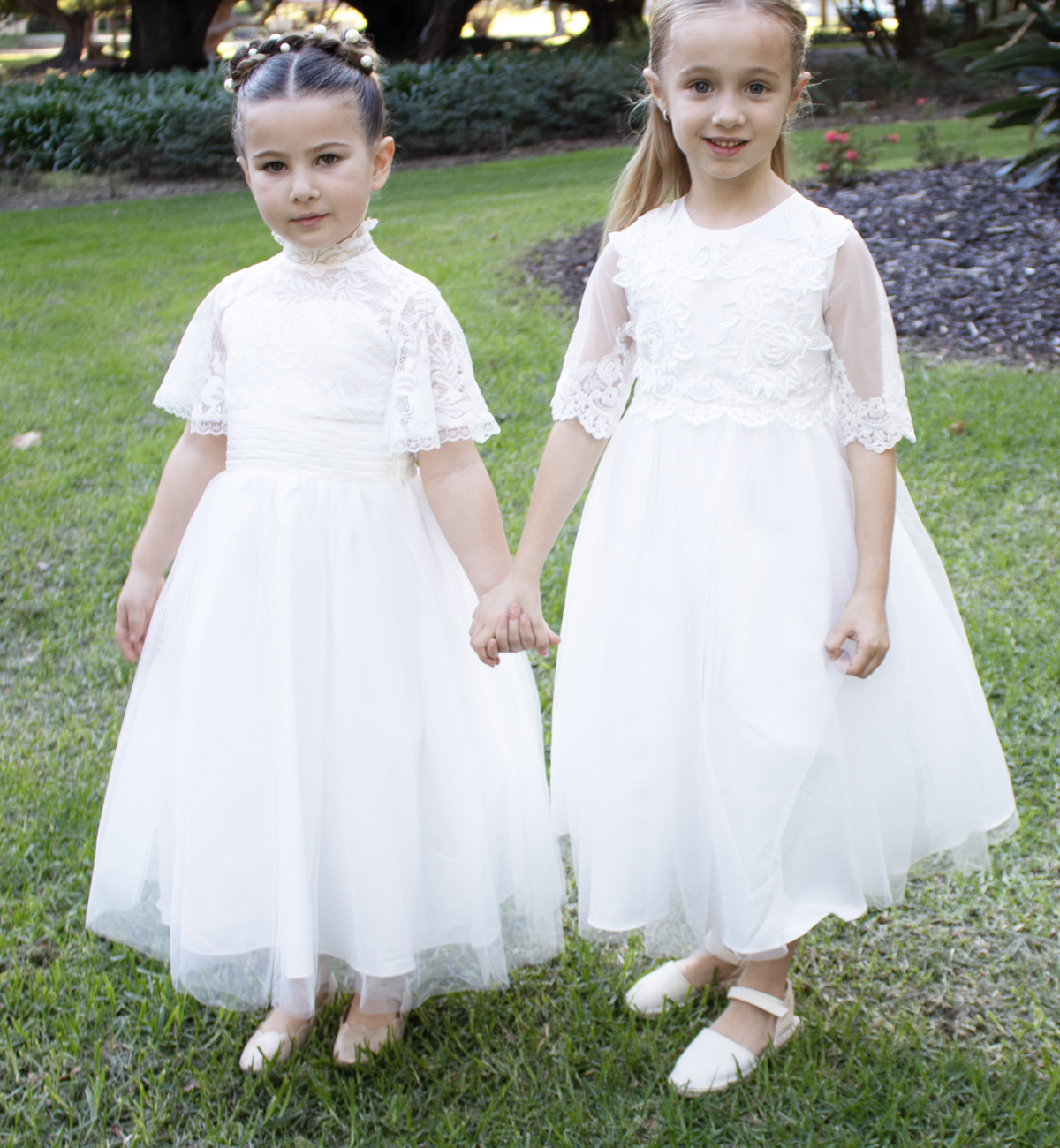 Roselle - White Communion on Flower Girl Dress