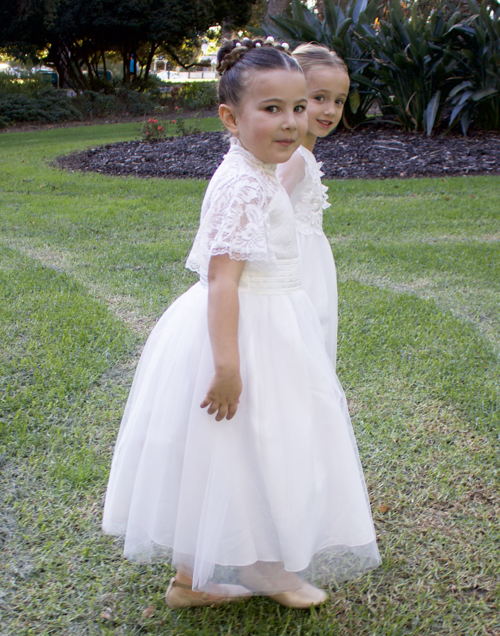 Roselle - White Communion on Flower Girl Dress