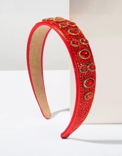 Red Sun Headband (Ages 6-Adult) with a pink satin drawstring bag.