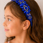 Sapphire Jewel Headband in a Pink Satin Drawstring Bag.