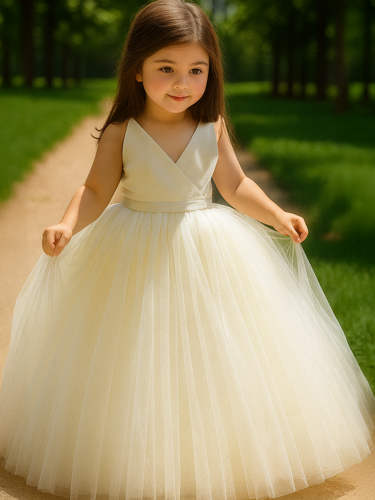 Selena in Ivory White- Flower Girl or Party Girl Dress