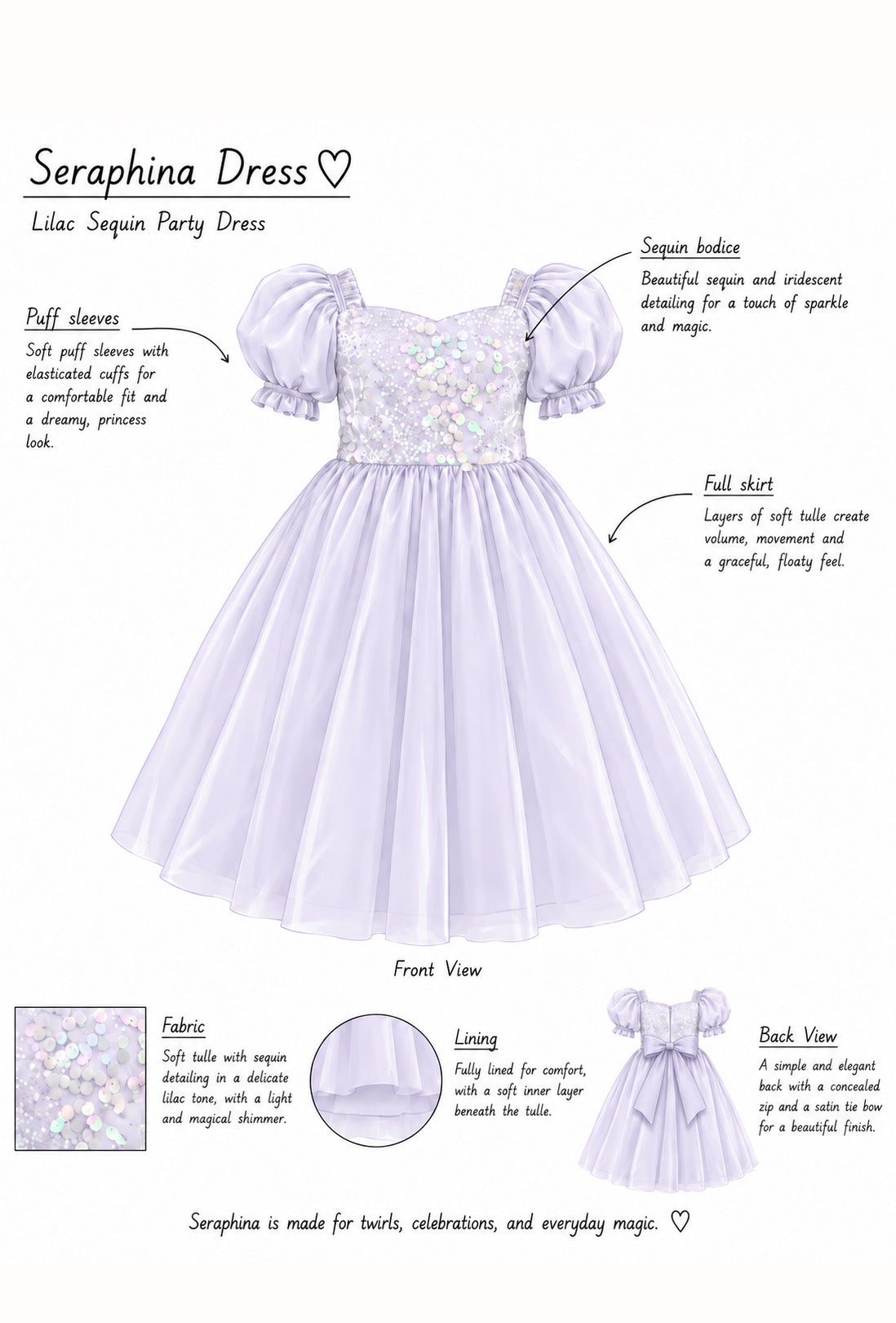 Seraphina Sea Pearl Party Girl Dress in Lilac