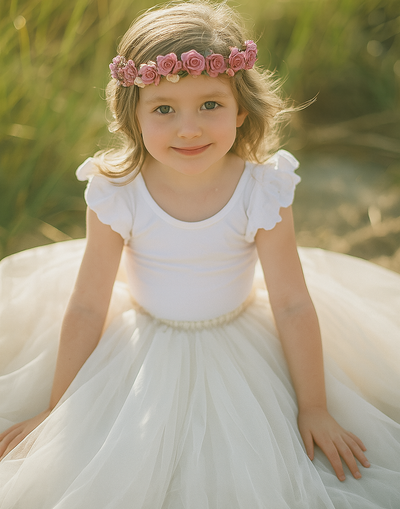 Enchanted Ruffle Tutu in Cotton Ivory White
