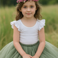 Enchanted Ruffle Tutu in Apple Green with a Pink Satin Drawstring Bag.