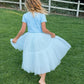 Willow Tutu in Porcelain Sky + Pink Satin Drawstring bag